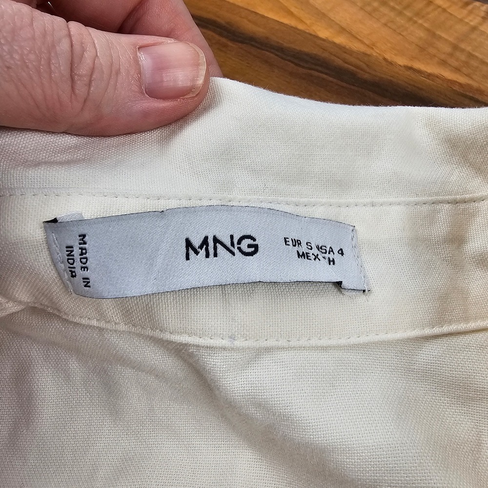 Mango MNG Western Button Up Shirt Horse Embroidery Cream Small - Picture 5 of 8